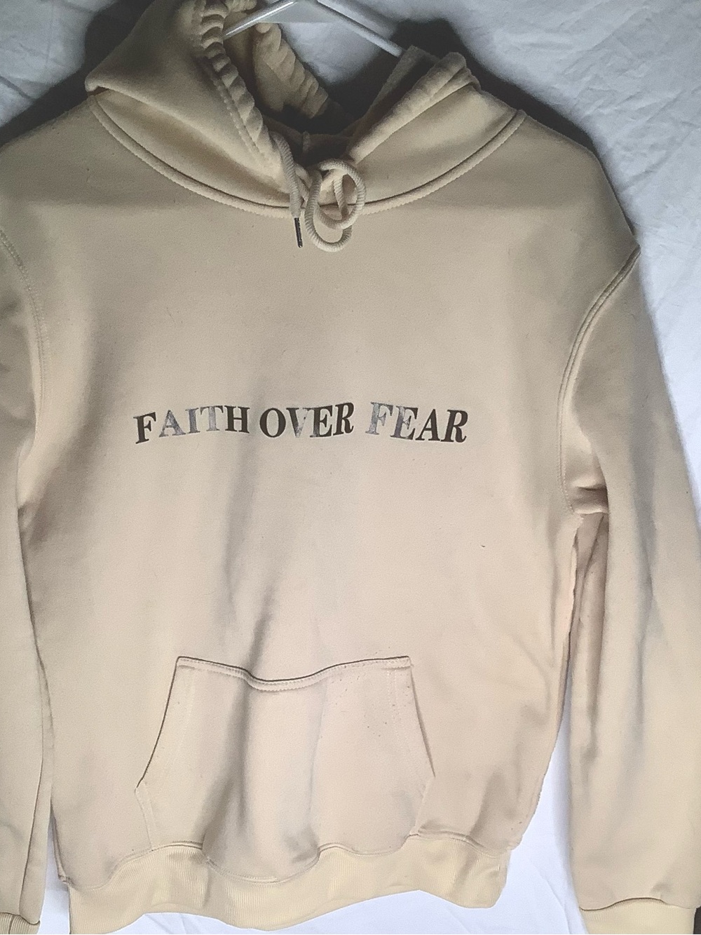 Cream 'Faith Over Fear' Women's Pullover Hoodie